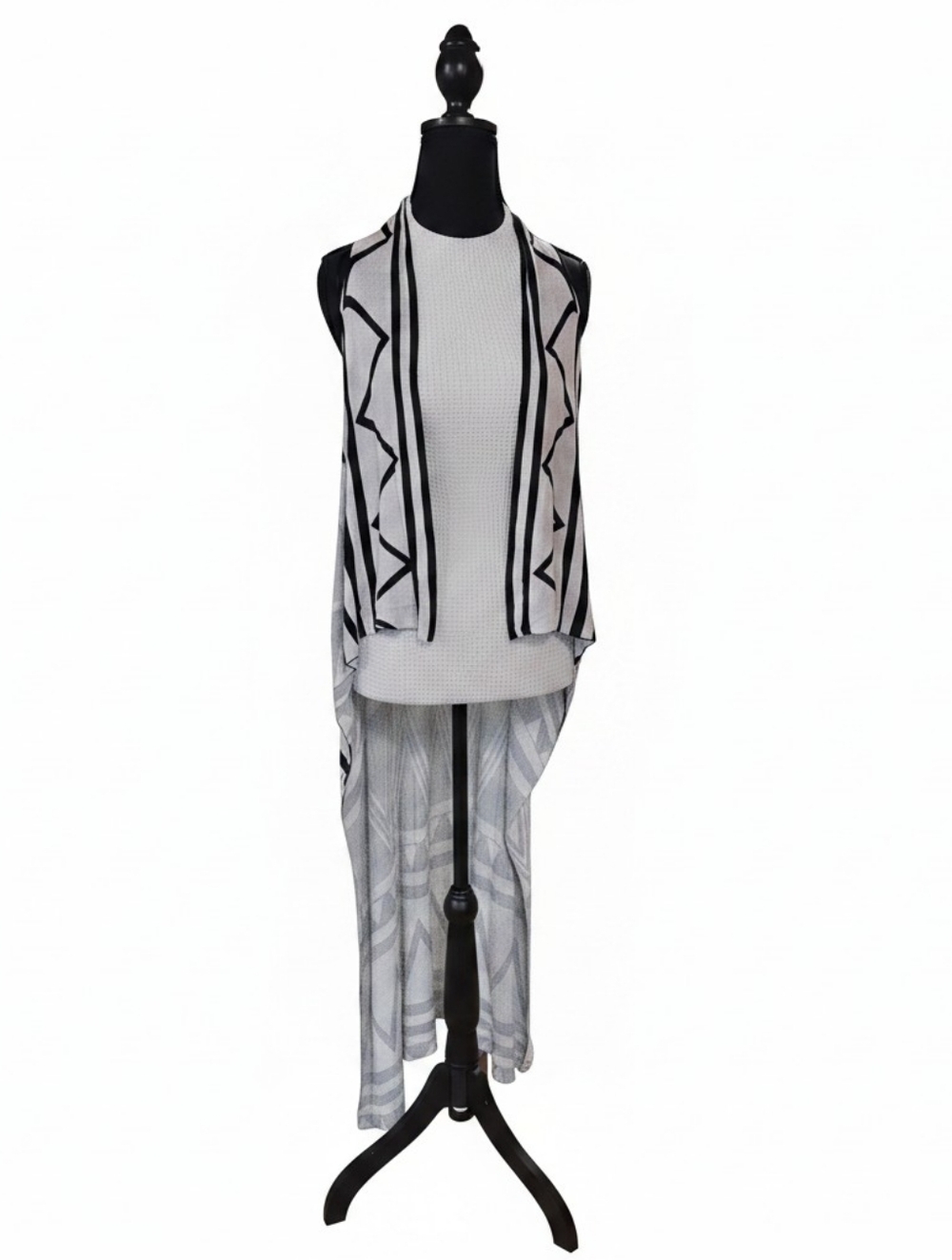 Rue21 White and Black Tribal Striped Vest M